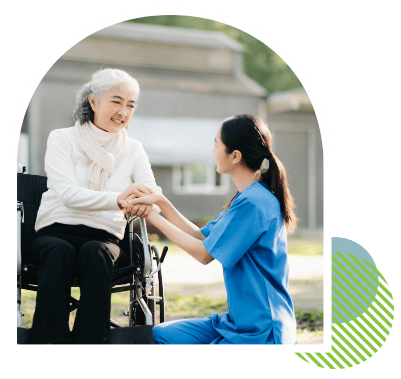Caregiver assisting a senior woman with post-operative recovery care in Putnam County, FL